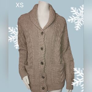 Mango Man Cable Knit Cardigan - Brown XS